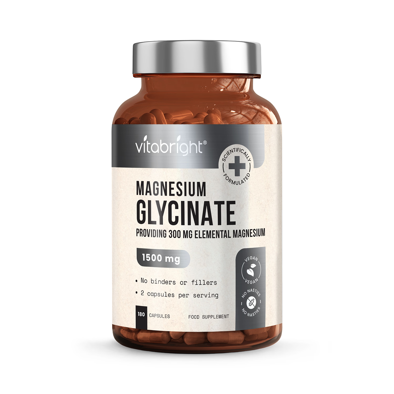 VitaBright magnesium glycinate 1500mg 180 capsules, imported from the UK