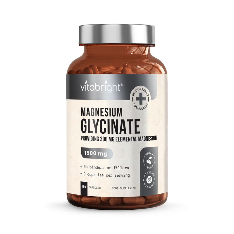 VitaBright magnesium glycinate 1500mg 180 capsules, imported from the UK
