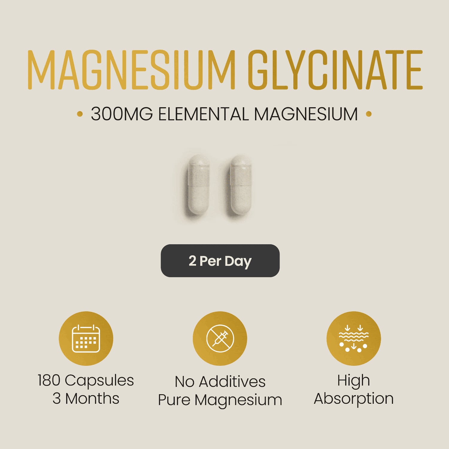 VitaBright magnesium glycinate 1500mg 180 capsules, imported from the UK