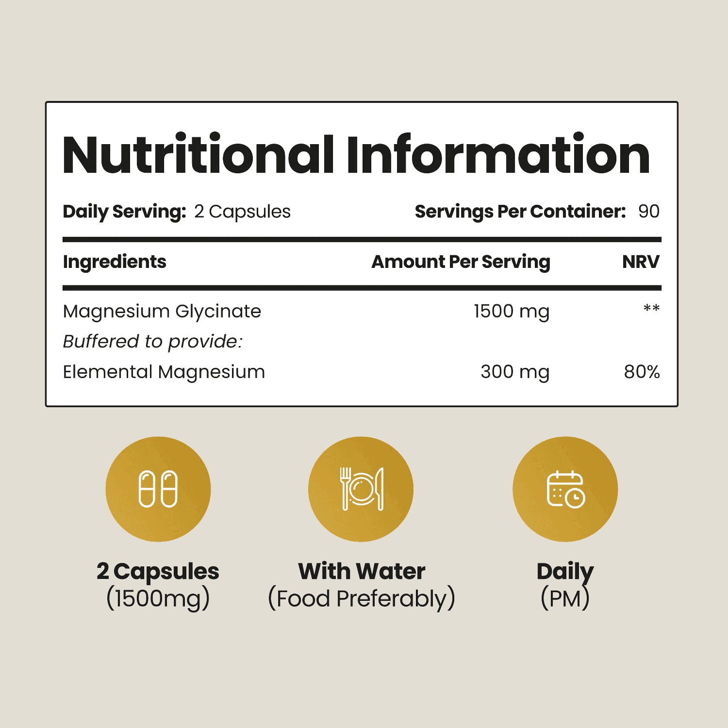 VitaBright magnesium glycinate 1500mg 180 capsules, imported from the UK