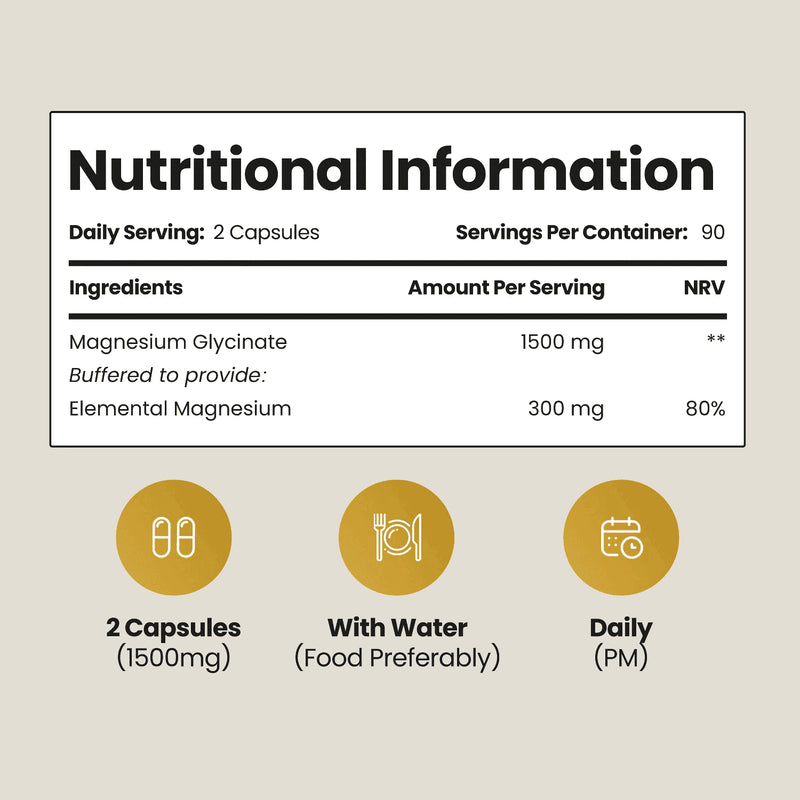 VitaBright magnesium glycinate 1500mg 180 capsules, imported from the UK