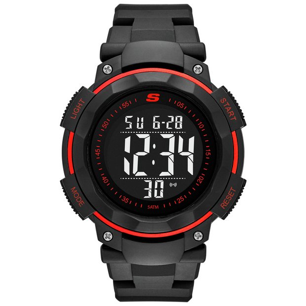 Skechers Ruhland black strap digital chronograph watch (British brand)