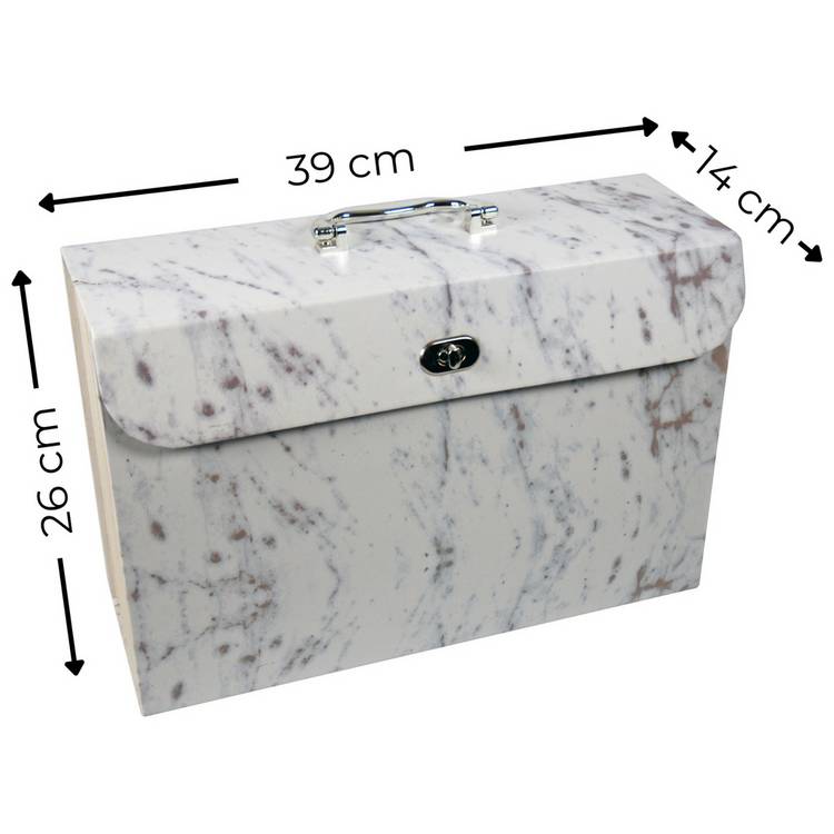 Cathedral expanding file box white grey 19 pockets, imported from the UK