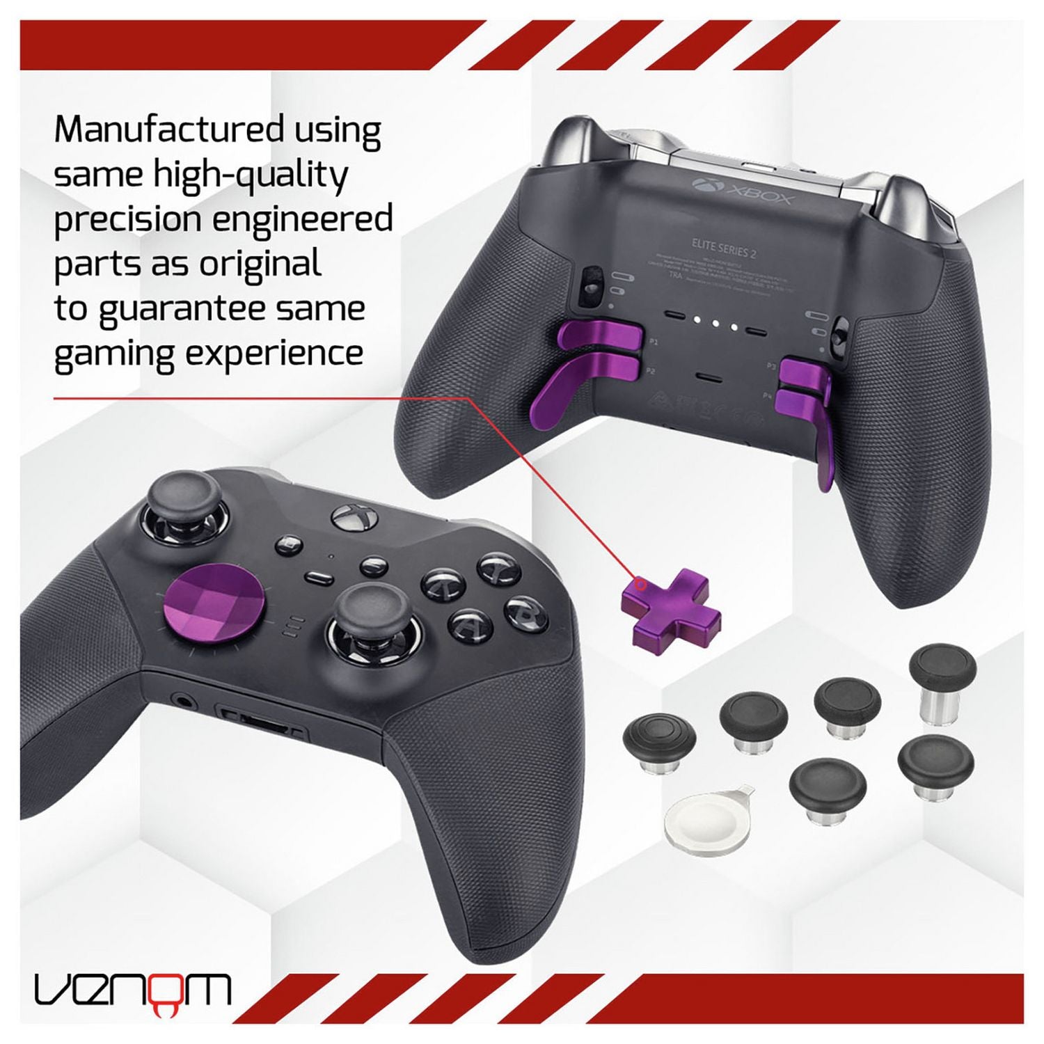 Venom purple customisation kit for Xbox Elite controller - British product