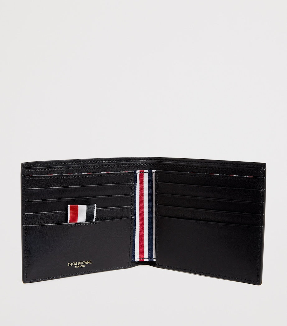 Thom Browne leather bifold wallet with tricolour lining, UK version
