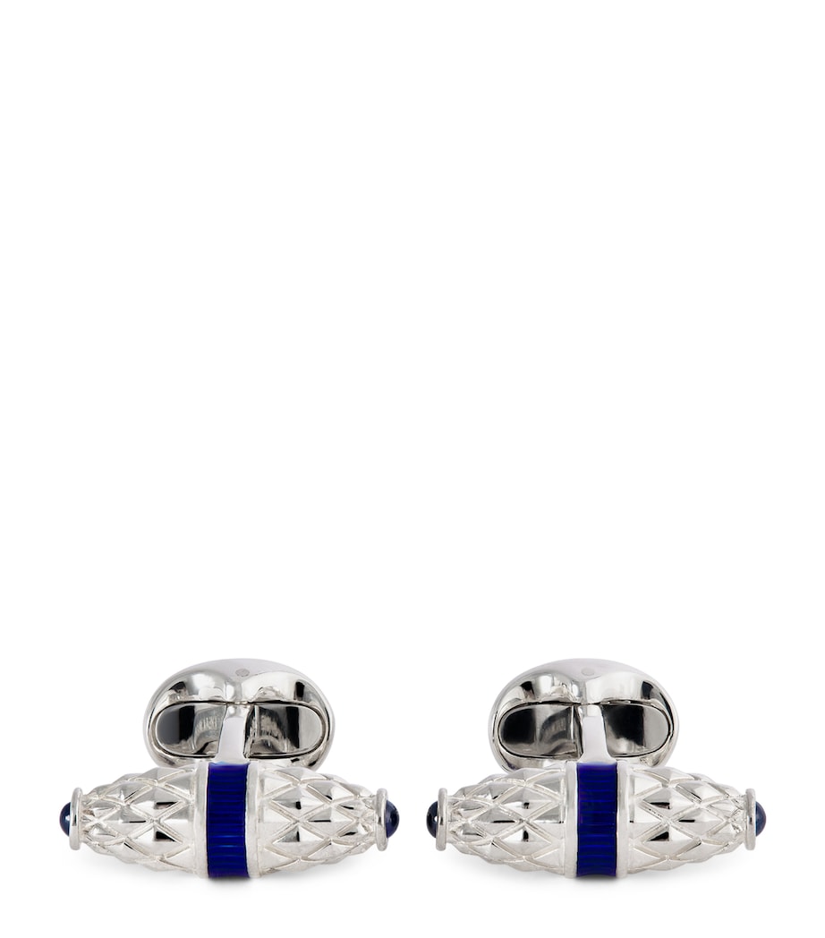 Deakin & Francis sterling silver sapphire cufflinks 0.8cm x 2.4cm (British brand)