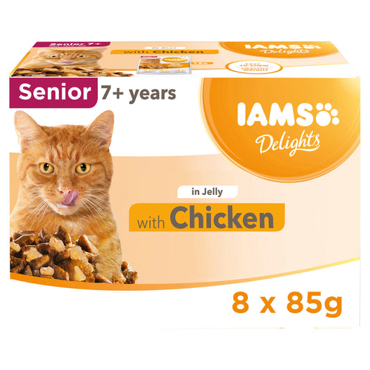 IAMS Delights with Chicken In Jelly Senior 7+ Years 8x85g GOODS Sainsburys   