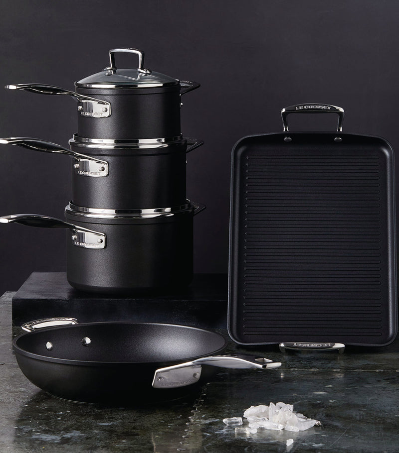 Le Creuset toughened non-stick sauce pans set of 3, UK version