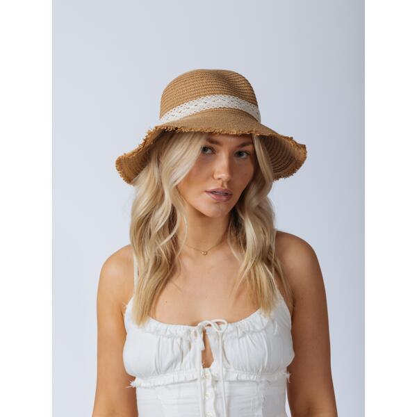 SVNX lace ribbon straw sun hat, imported from the UK