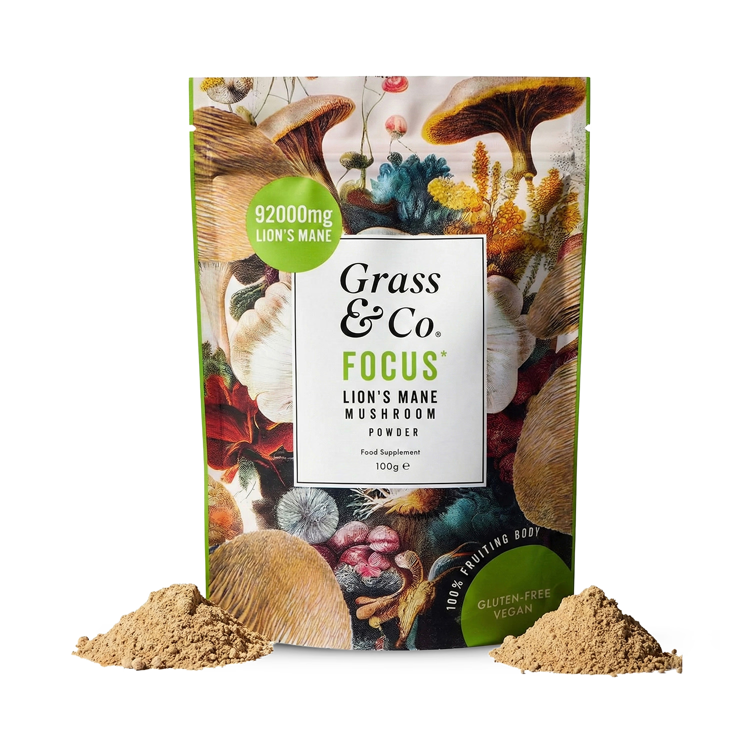 Grass & Co. Lion's Mane Mushroom Powder 100g, UK version