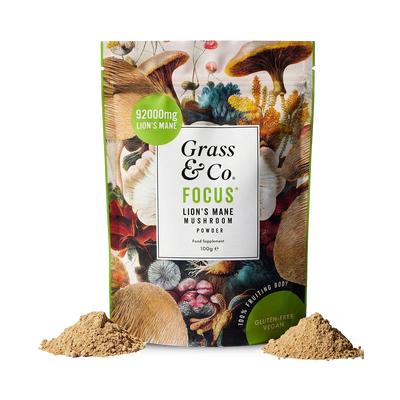 Holland & Barrett Grass & Co. FOCUS Lion's Mane Mushroom Powder Mental Performance Support 100g- Buy online at McGrocer