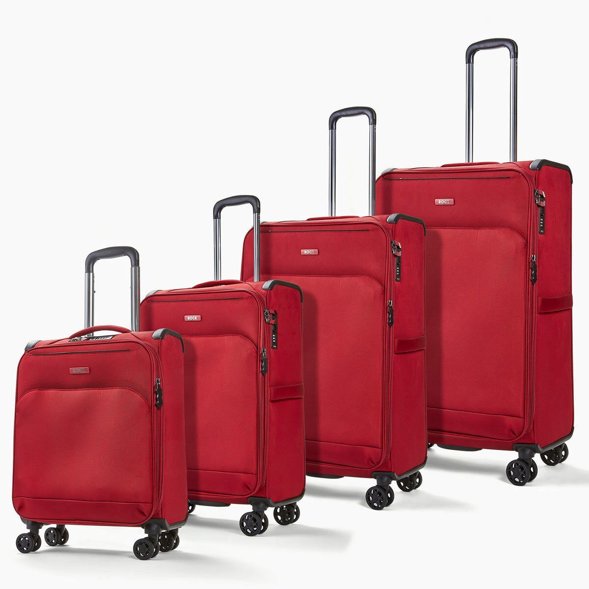 Rock Georgia 4-piece softside luggage set in burgundy - British product