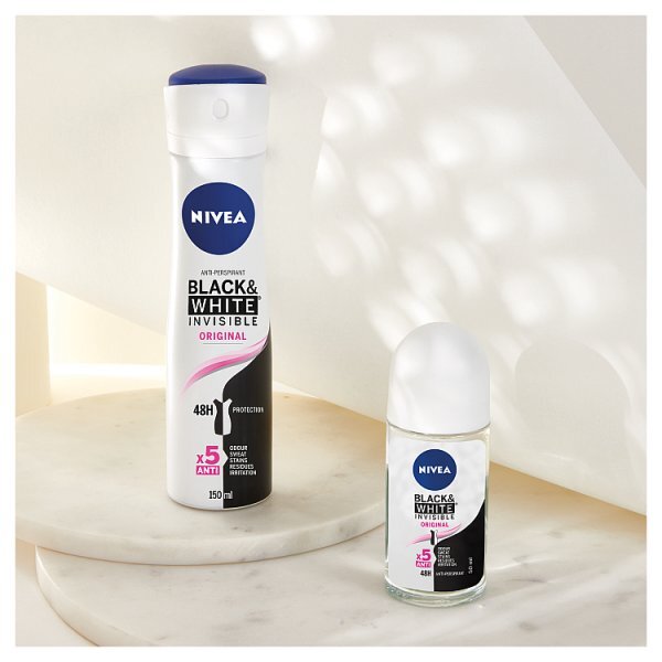 NIVEA Black & White Anti-Perspirant Roll-On Deodorant 50ml GOODS Superdrug   