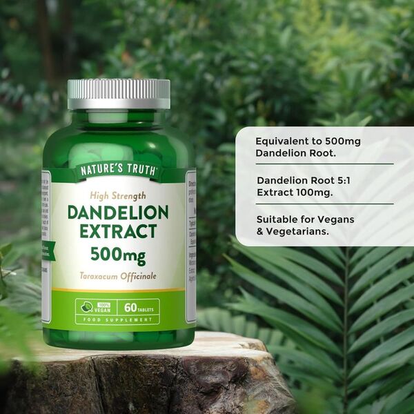 Nature's Truth dandelion supplement 500mg 60 tablets, UK version