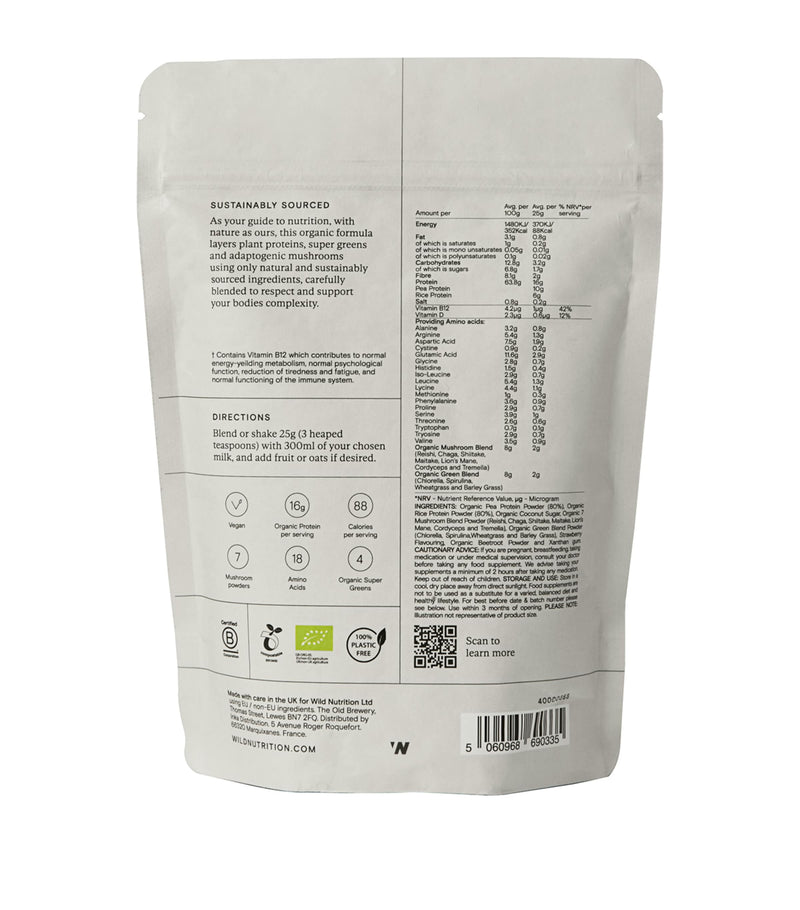 Wild Nutrition Food-Grown Organic Protein and Superfood Powder 370g (British brand)