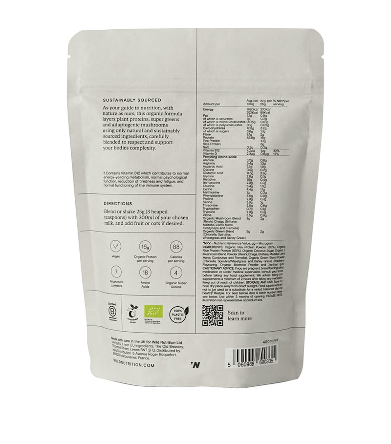 Wild Nutrition Food-Grown Organic Protein and Superfood Powder 370g (British brand)