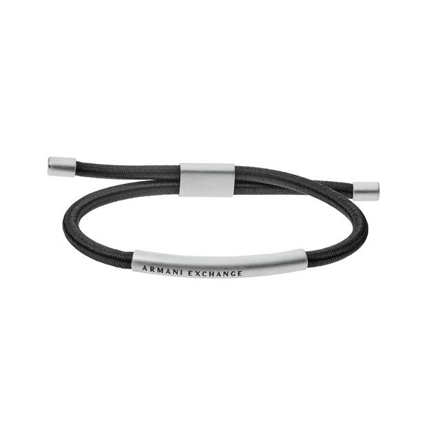 Armani Exchange slider bracelet black elastic cord stainless steel (British brand)