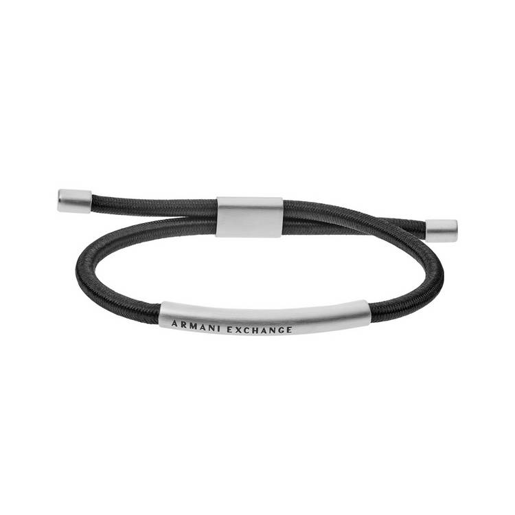 Armani Exchange slider bracelet black elastic cord stainless steel (British brand)