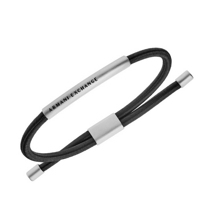 Armani Exchange slider bracelet black elastic cord stainless steel (British brand)