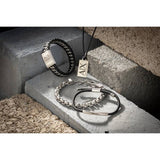 Armani Exchange slider bracelet black elastic cord stainless steel (British brand)