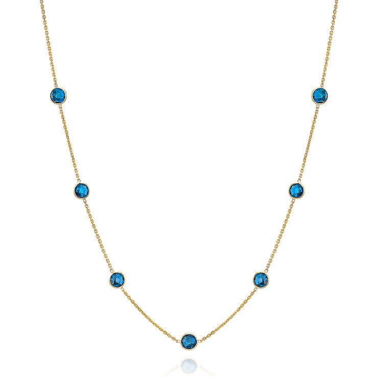 Costco round cut blue topaz necklace 14ct yellow gold (British brand)