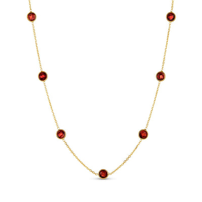 Costco UK 14ct Yellow Gold Round Cut Garnet Necklace (45.7cm / 18 inch Chain)- Buy online at McGrocer