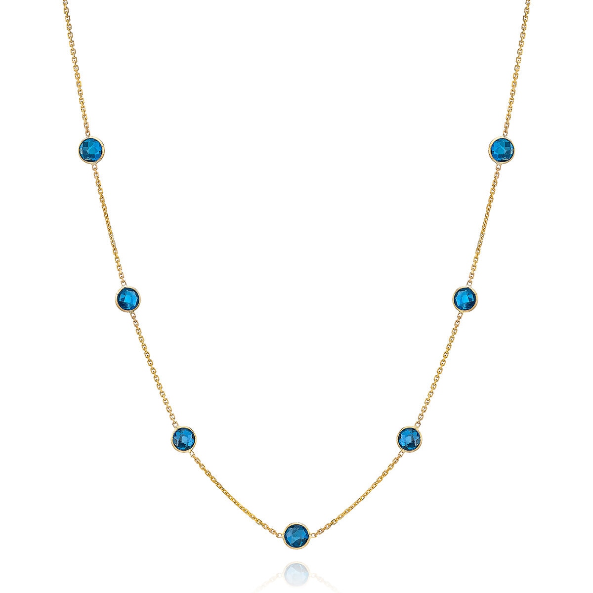 Costco round cut blue topaz necklace 14ct yellow gold (British brand)