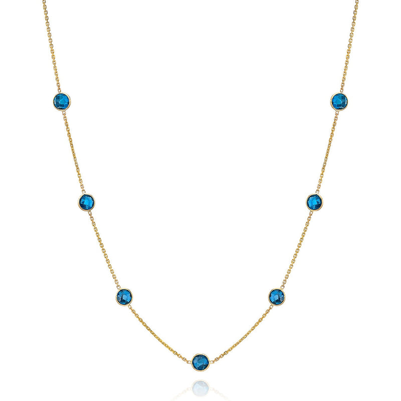 Costco round cut blue topaz necklace 14ct yellow gold (British brand)