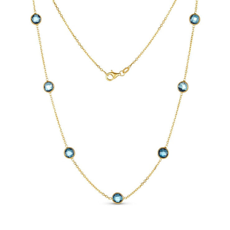 Costco round cut blue topaz necklace 14ct yellow gold (British brand)
