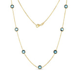 Costco round cut blue topaz necklace 14ct yellow gold (British brand)