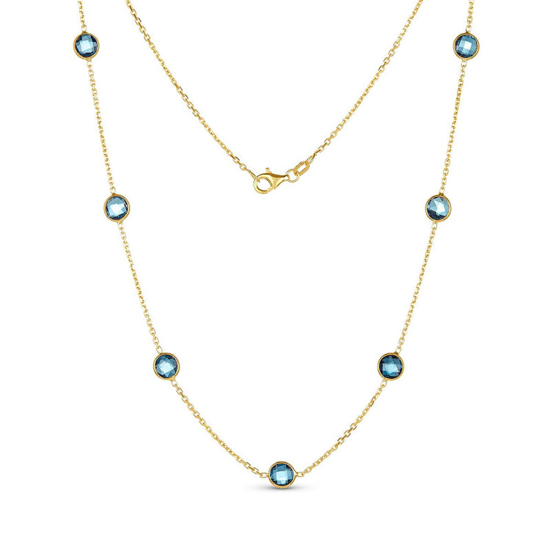 Costco round cut blue topaz necklace 14ct yellow gold (British brand)