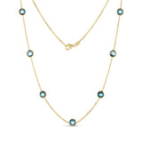 Costco round cut blue topaz necklace 14ct yellow gold (British brand)