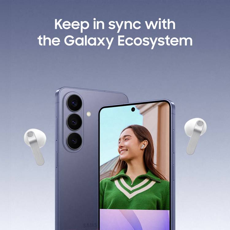 Samsung Galaxy Buds4 white true wireless earbuds, imported from the UK