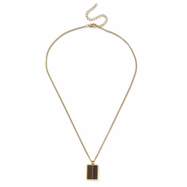 Uncommon Souls gold tone rectangular pendant necklace, imported from the UK