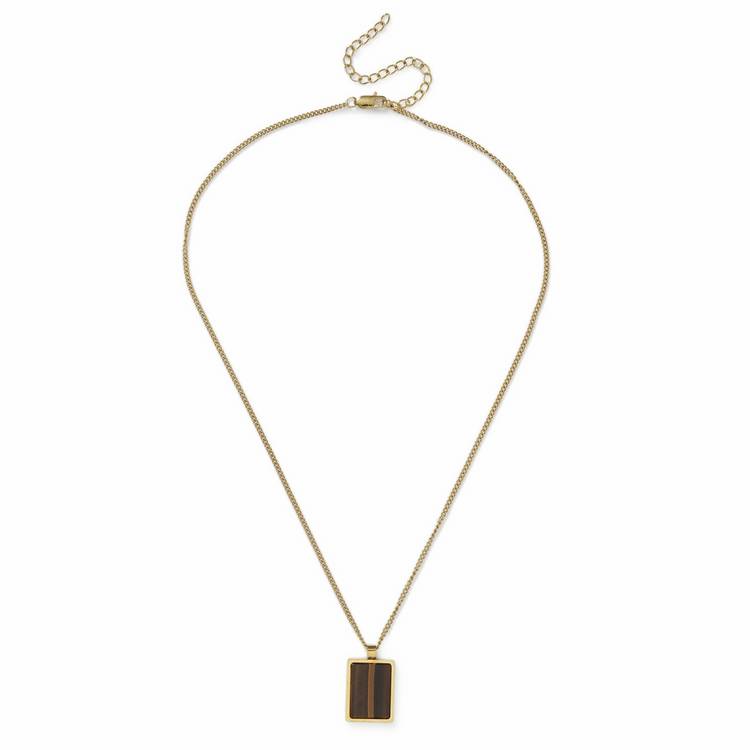 Uncommon Souls gold tone rectangular pendant necklace, imported from the UK