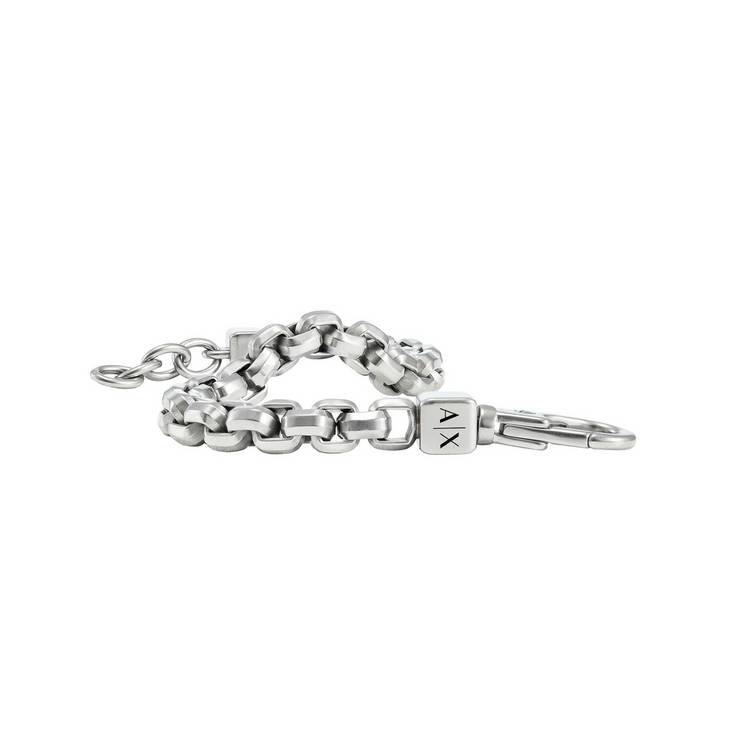 Armani Exchange stainless steel chain bracelet with cube details, adjustable - (British brand)