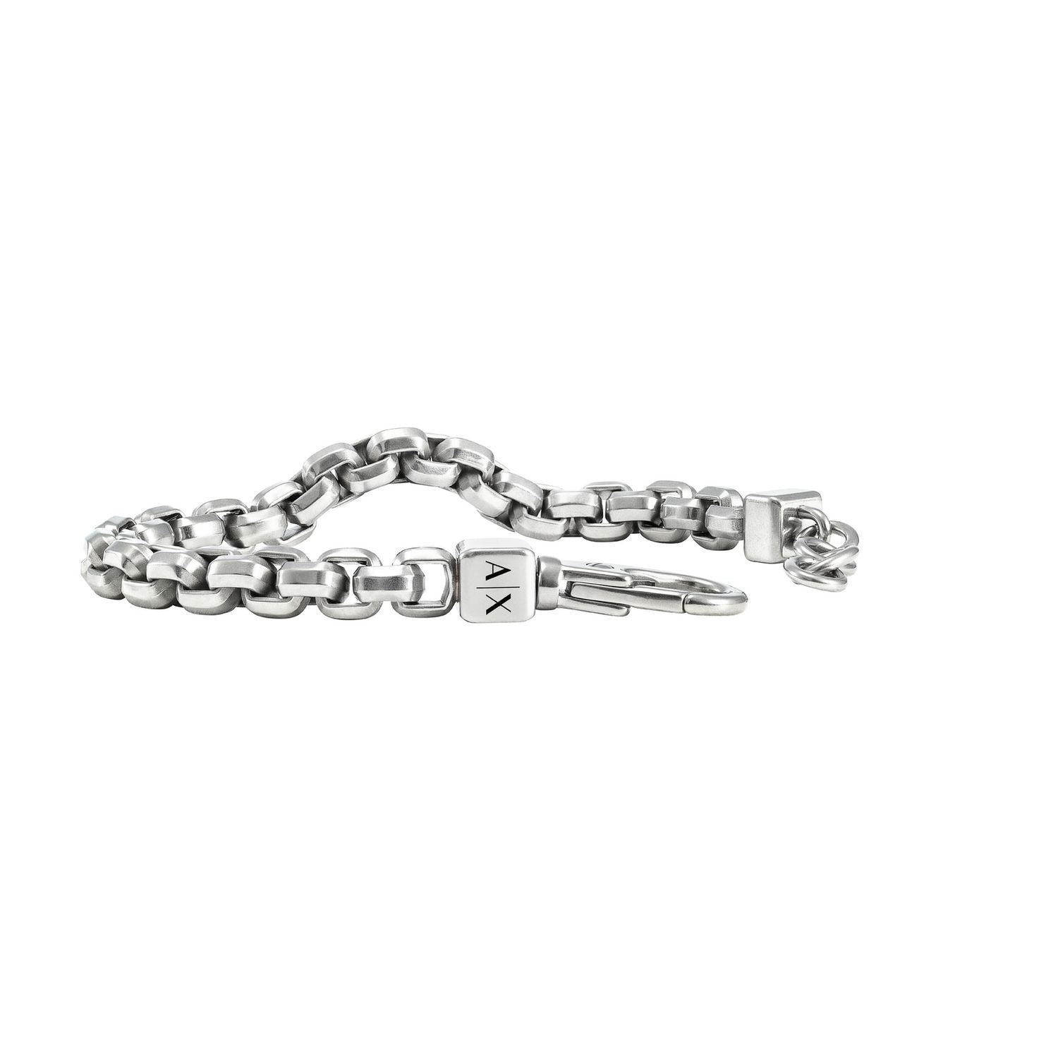 Armani Exchange stainless steel chain bracelet with cube details, adjustable - (British brand)
