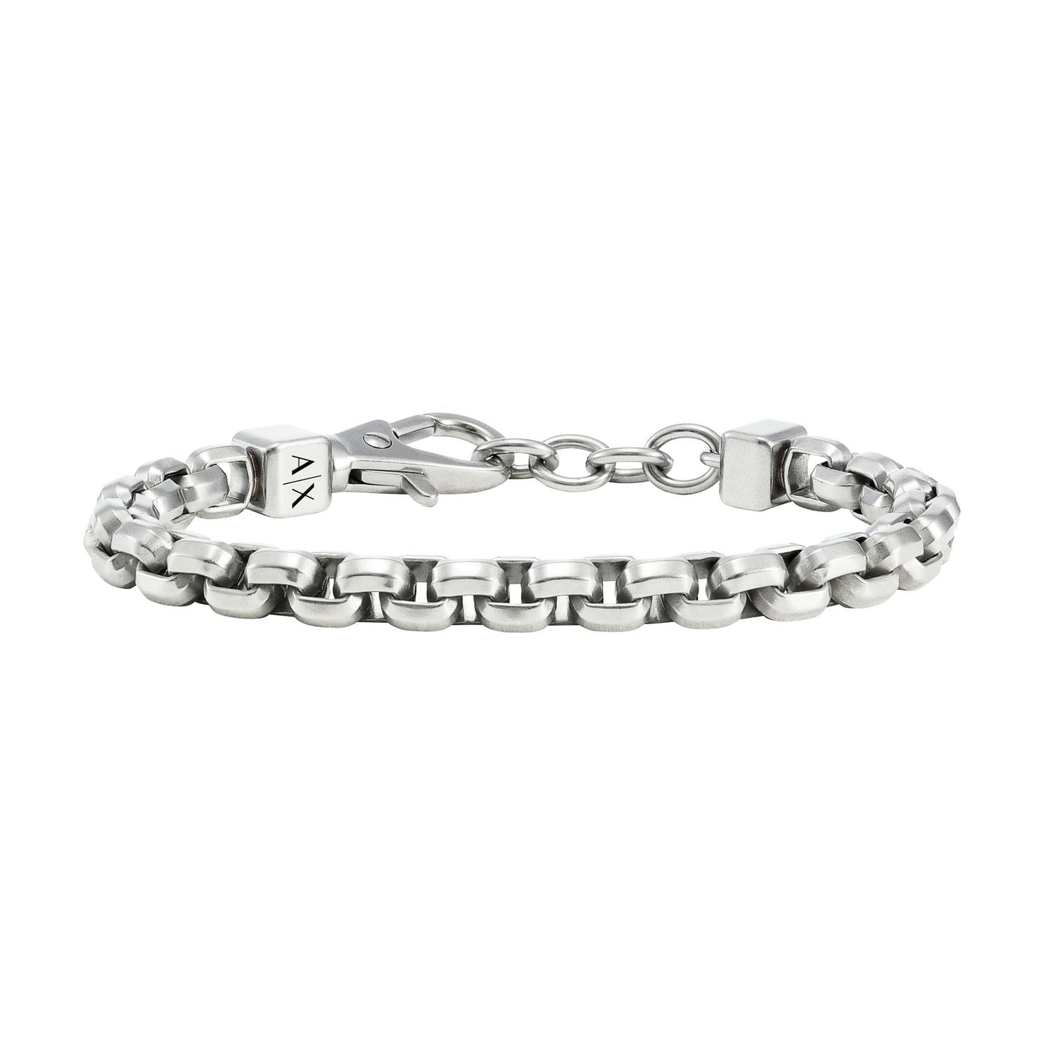 Armani Exchange stainless steel chain bracelet with cube details, adjustable - (British brand)