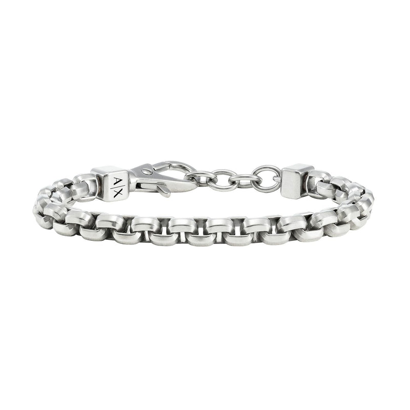 Armani Exchange stainless steel chain bracelet with cube details, adjustable - (British brand)