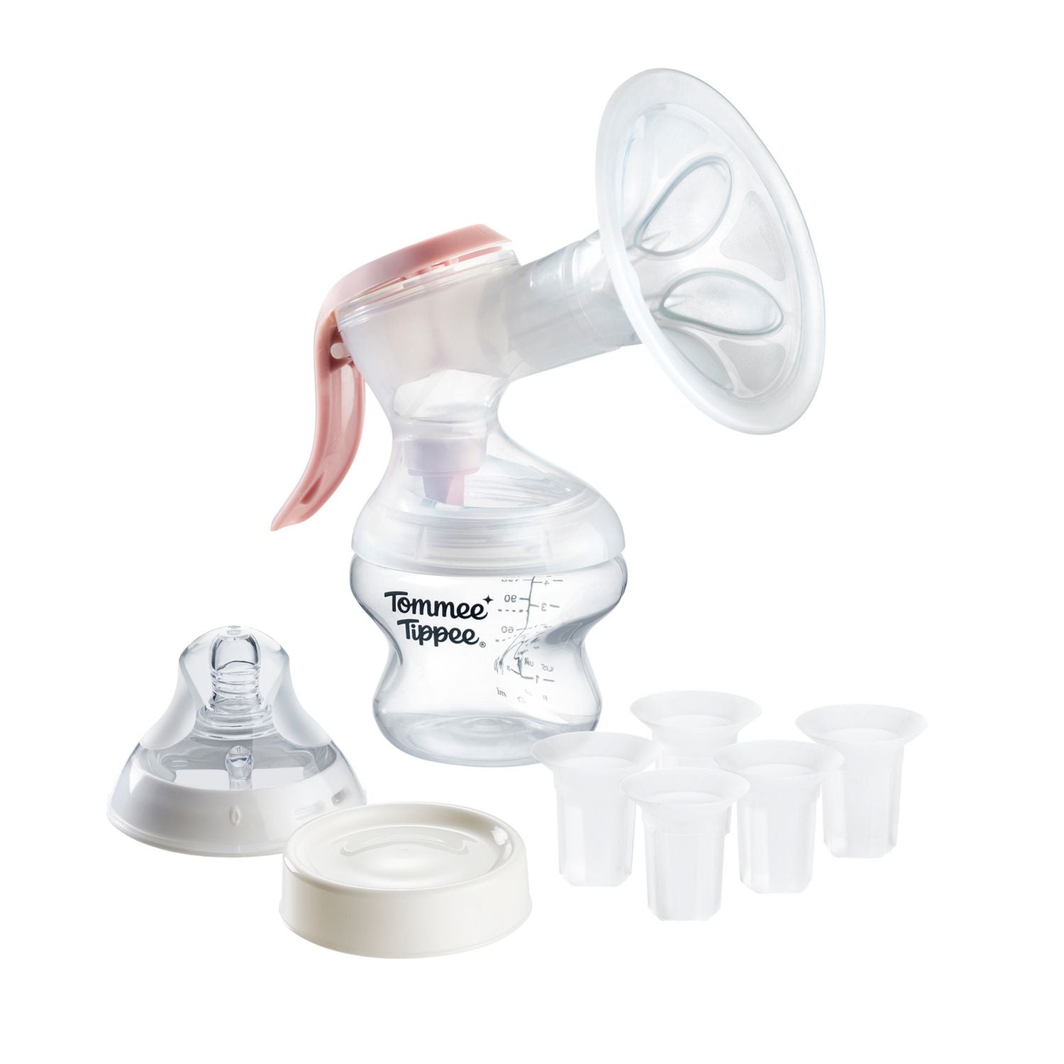 Tommee Tippee single manual breast pump with 150ml bottle, UK version
