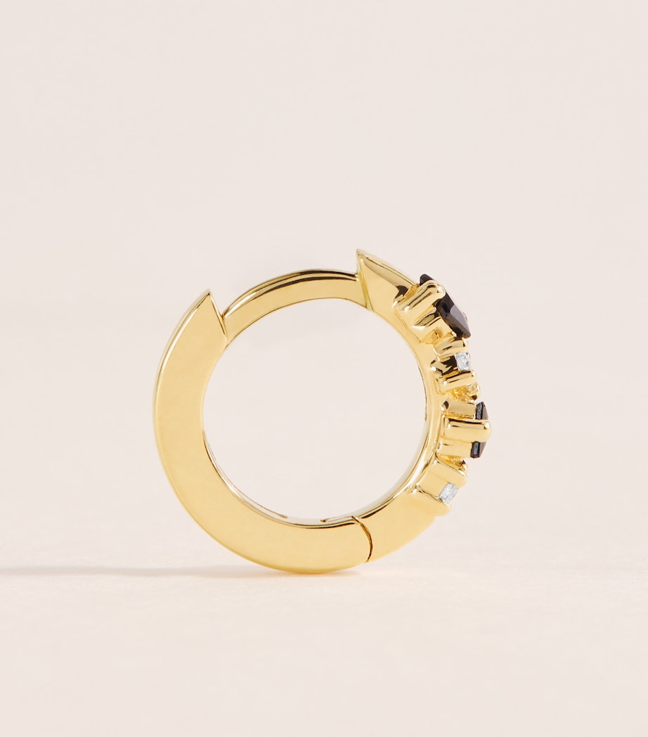 Suzanne Kalan princess huggie earrings with diamonds and sapphires, imported from the UK