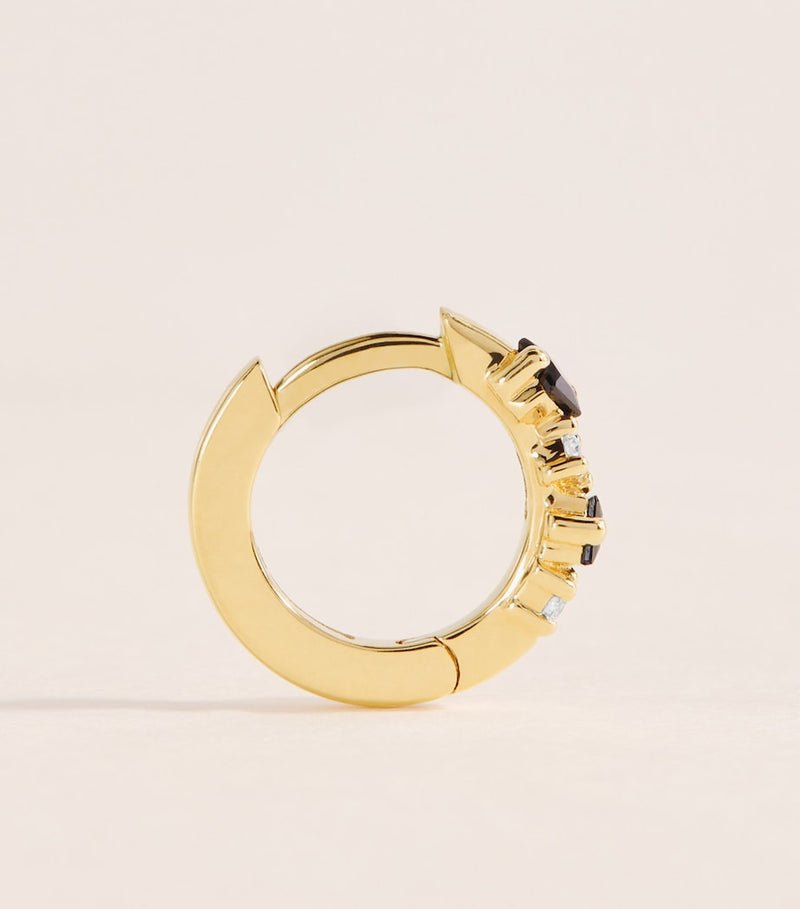 Suzanne Kalan princess huggie earrings with diamonds and sapphires, imported from the UK