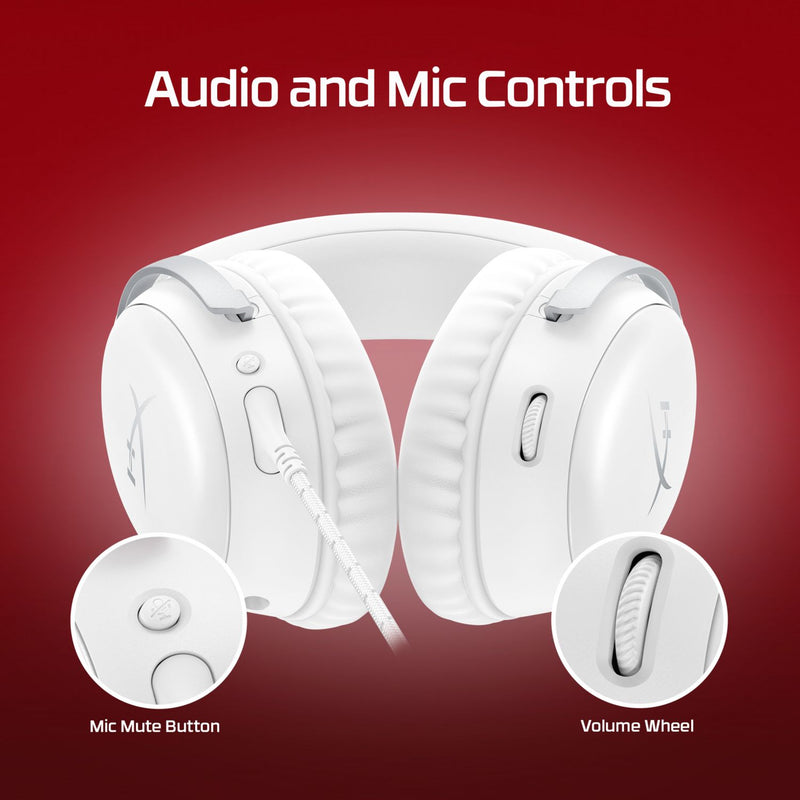 HyperX Cloud III wired gaming headset in white, UK version