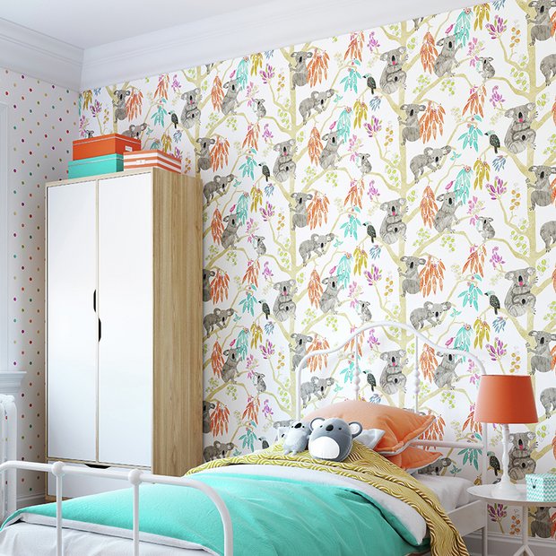 Ohpopsi Kooka Koala Pumpkin Multicolour wallpaper, imported from the UK