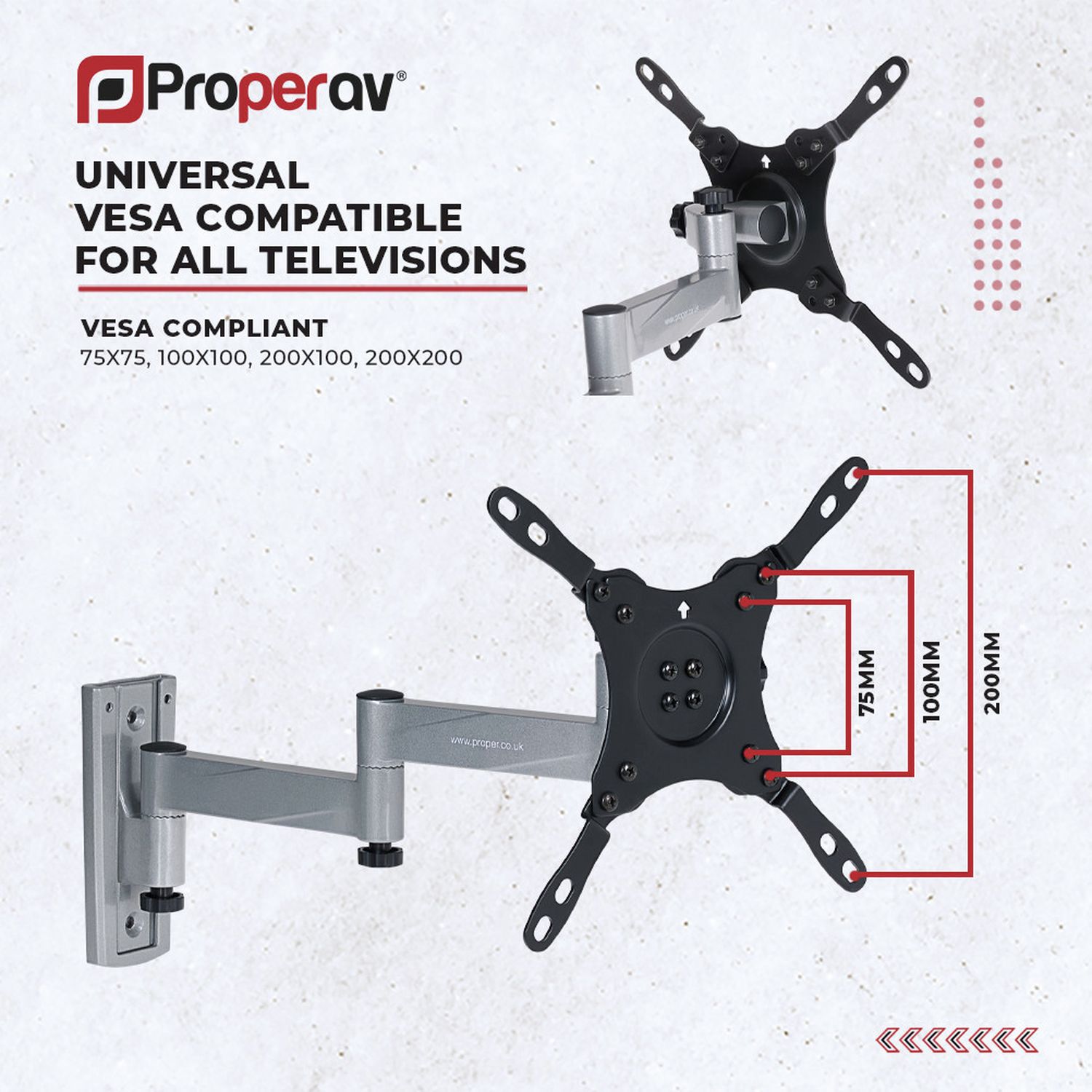 ProperAV Tilt & Swivel TV Bracket for 13-43 Inch TVs (British brand)