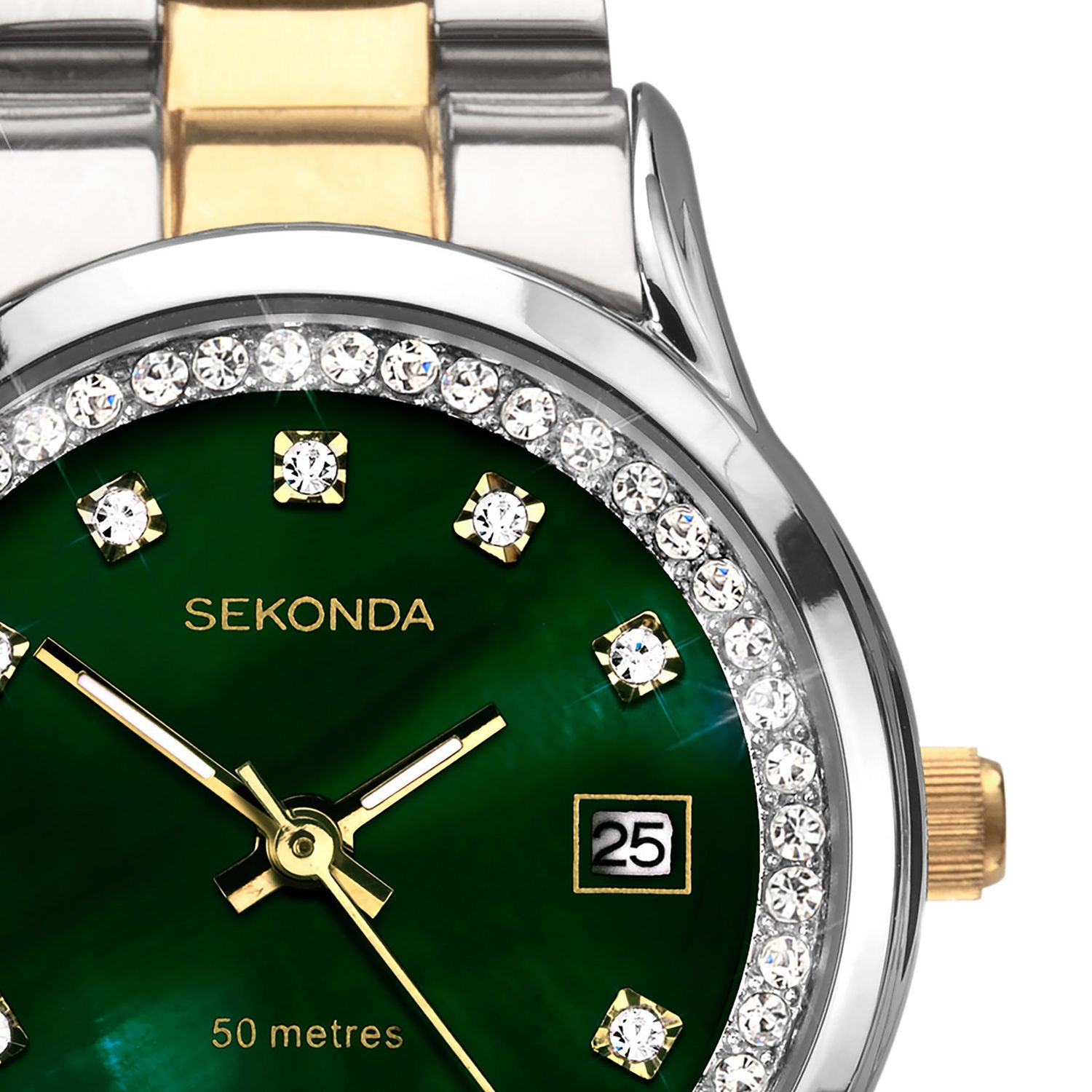 Sekonda Catherine green dial watch with two-tone bracelet, UK version