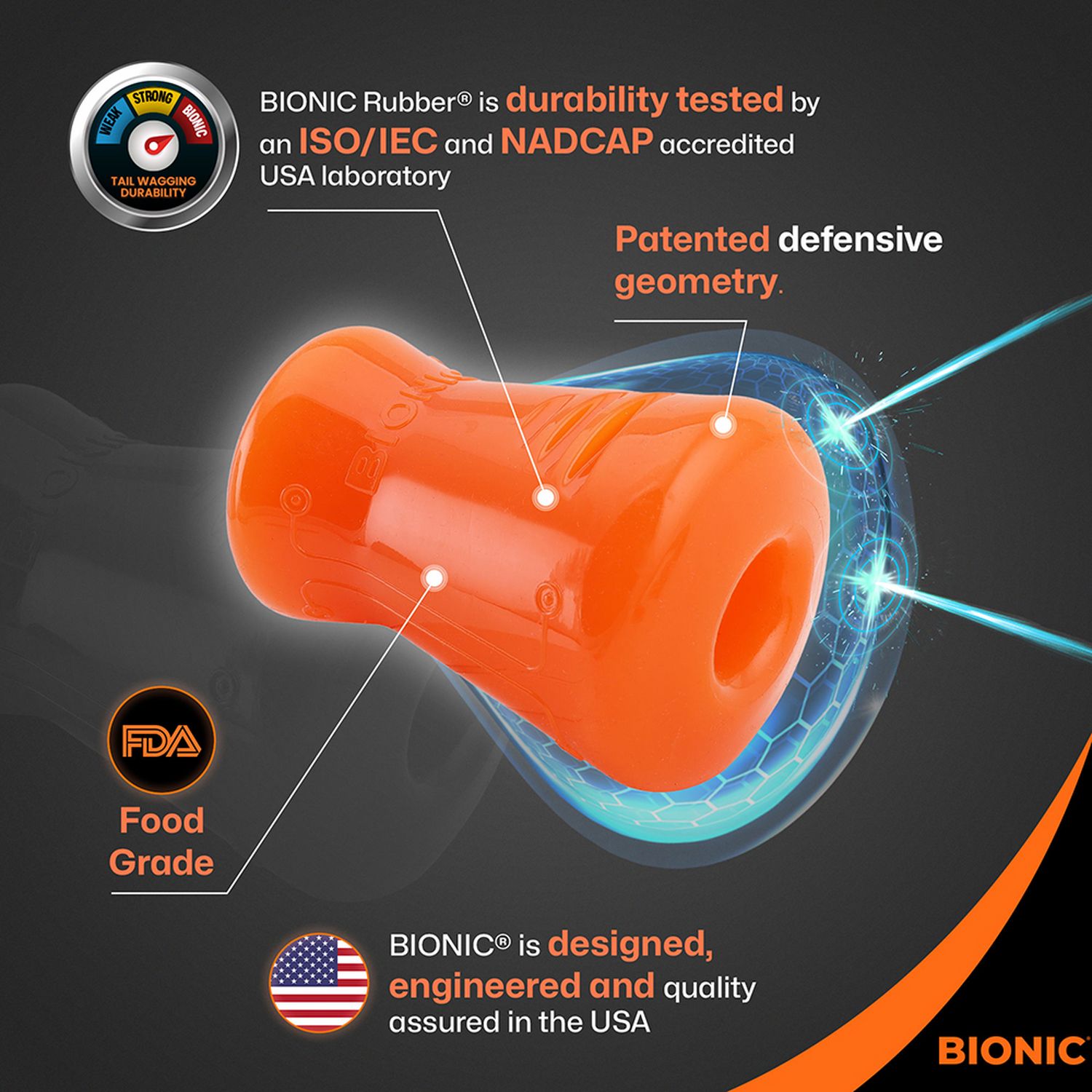 Bionic treat shaker large dog chew toy orange - British product