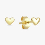 Revere Gold Plated Silver Plain Dainty Heart Stud Earrings