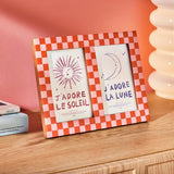 Habitat pink checkered resin picture frame 4x6 inch (British brand)