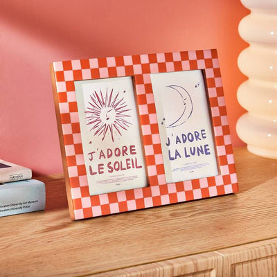 Argos Habitat Checkered Multi Photo Pink Resin Picture Frame 4x6 inch- Buy online at McGrocer